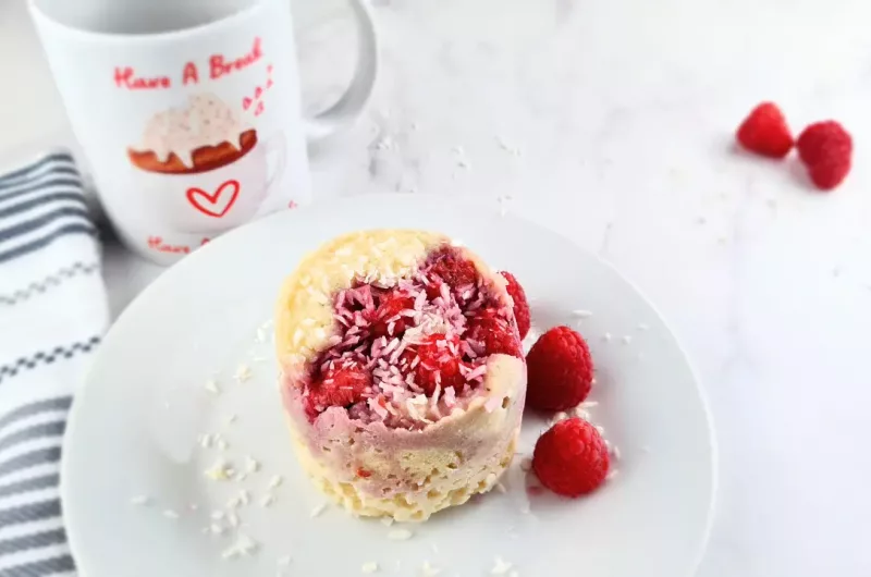 Berrylicious Keto Mug Cake with Raspberries & Coconut Flour