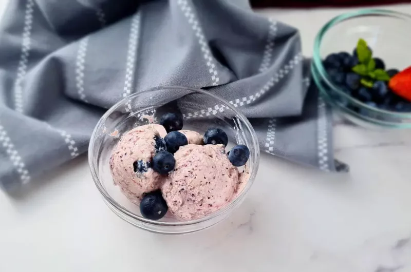 Low-Carb Blueberry And Crème Fraîche Blender Keto Ice Cream
