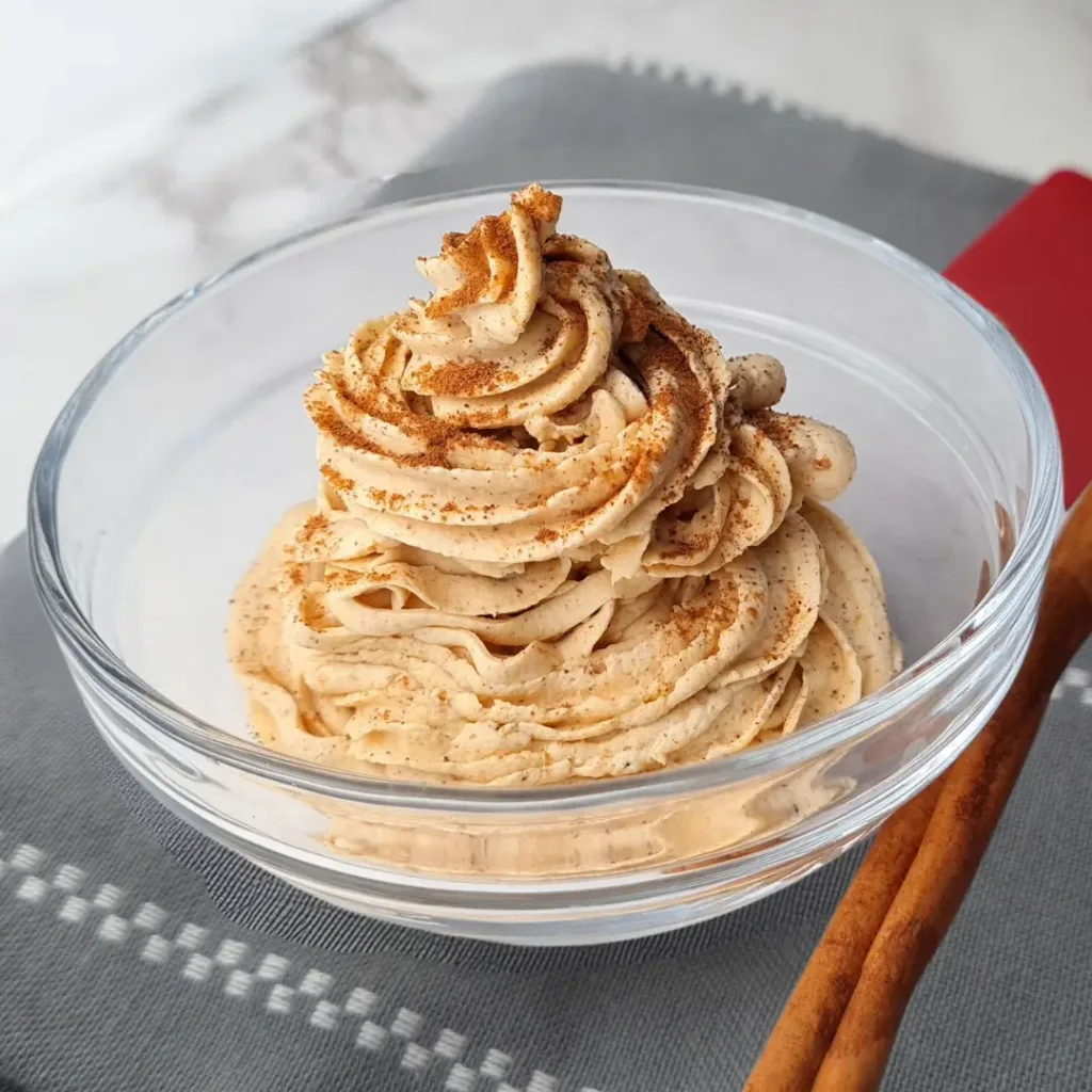 A bowl of Keto Pumpkin Spice Mousse