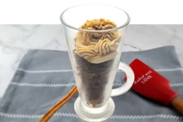 A mug with Keto Pumpkin Spice Latte Mug Cake in it