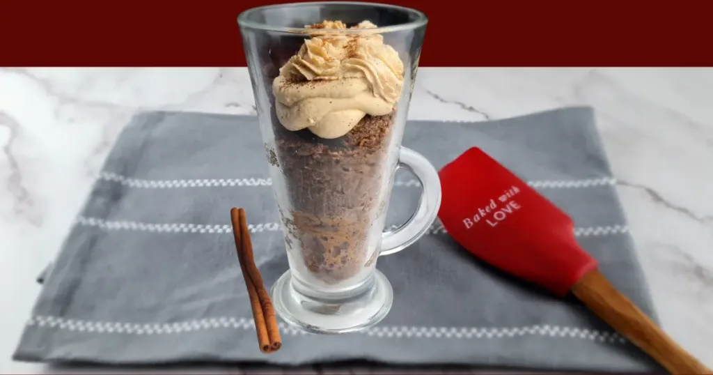 A mug with Keto Pumpkin Spice Latte Mug Cake in it