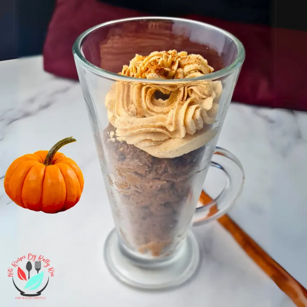 A mug with Keto Pumpkin Spice Latte Mug Cake in it