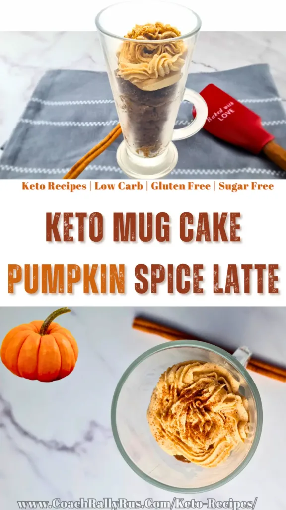 A mug with Keto Pumpkin Spice Latte Mug Cake in it