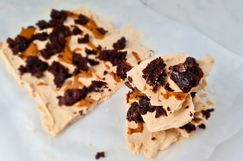 Super Easy Keto Yogurt Bark with Peanut Butter and Brownie