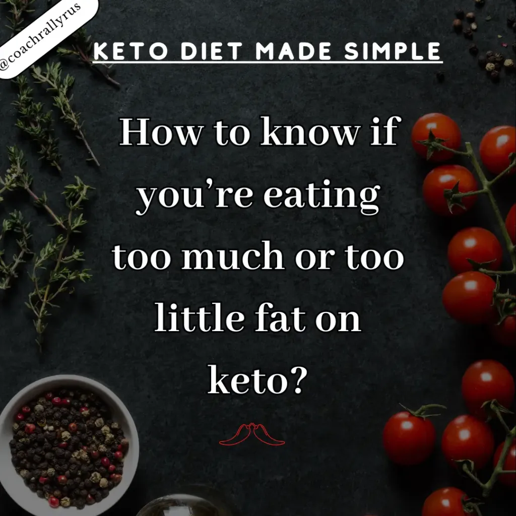 A black square image with white text that reads “The 19 Most Common Mistakes On Keto Diet: How To Avoid Them”. The image is decorated with red tomatoes, black peppercorns, and green herbs.
