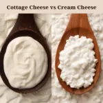 Cottage Cheese vs Cream Cheese: A side-by-side comparison of two types of cheese, with creamy, smooth cream cheese on the left and lumpy, textured cottage cheese on the right, each in their respective bowls, illustrating the visual differences between the two dairy products.