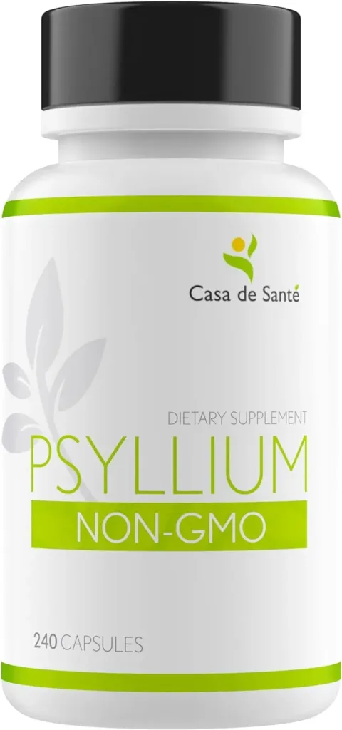 Psyllium Husk Capsules, Non GMO, Low FODMAP Fiber Supplement