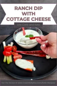 Indulge in this Keto Ranch Dip with Cottage Cheese, a perfect low-carb snack. The dip is featured in a rustic bowl, surrounded by a vibrant array of fresh veggies, ideal for a Pinterest-worthy healthy treat.