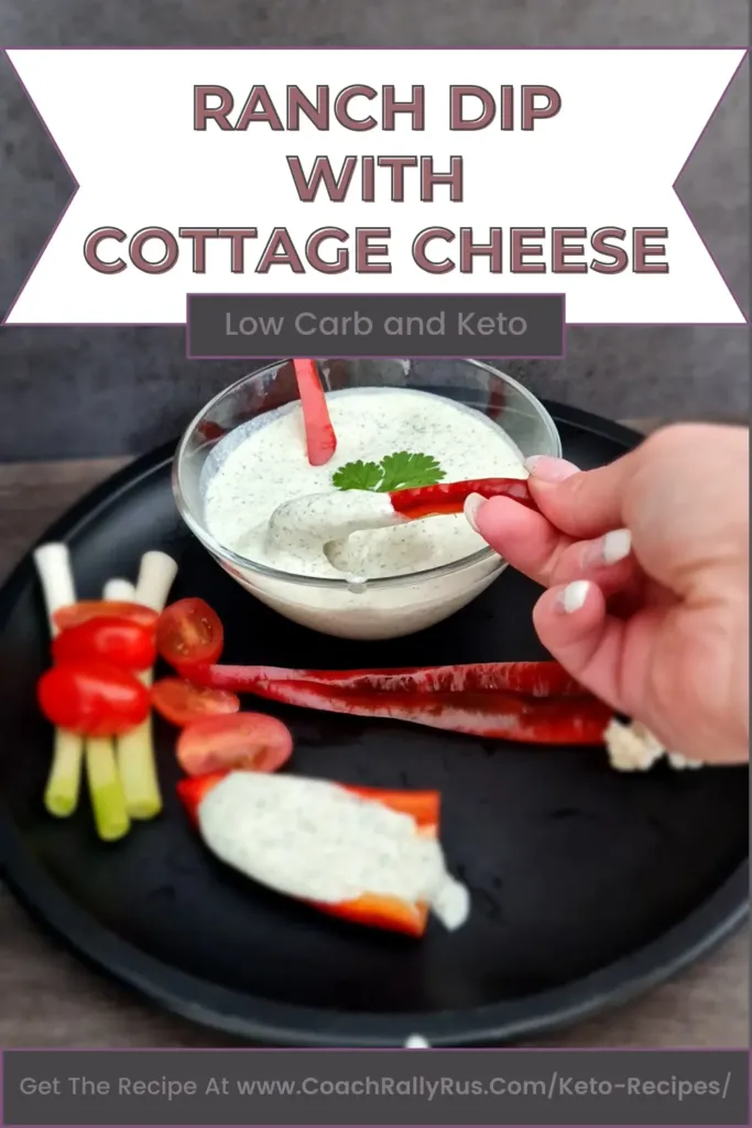 Indulge in this Keto Ranch Dip with Cottage Cheese, a perfect low-carb snack. The dip is featured in a rustic bowl, surrounded by a vibrant array of fresh veggies, ideal for a Pinterest-worthy healthy treat.