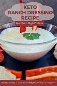 Savor the taste of health with this Keto Ranch Dip with Cottage Cheese, beautifully presented in a clear bowl and garnished with fresh parsley, perfect for a Pinterest pin. Accompanied by a selection of sliced veggies, it’s a feast for the eyes and the palate.