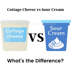 Two containers, one labeled ‘Cottage Cheese’ and the other labeled ‘Sour Cream,’ are placed side by side with a “VS” in between, indicating a comparison. Below is text asking “What’s the Difference?”