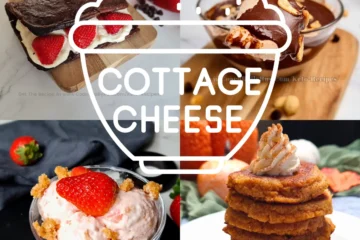 A collage of four images showcasing various low-carb cottage cheese desserts.