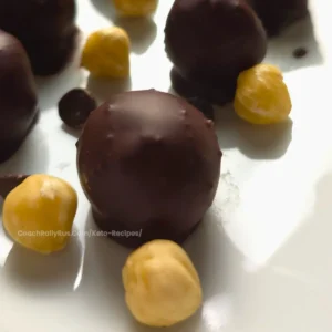 Keto Chocolate Hazelnut Cottage Cheese Bonbons with hazelnuts, low-carb and high-protein keto snack