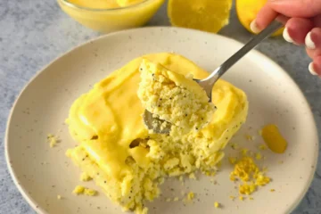Spoonful of keto lemon bread showing airy texture