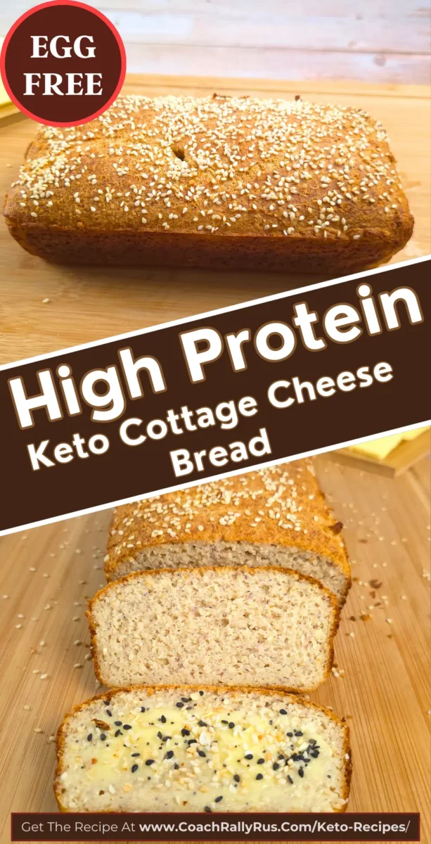 loaf of keto cottage cheese bread with sesame seeds