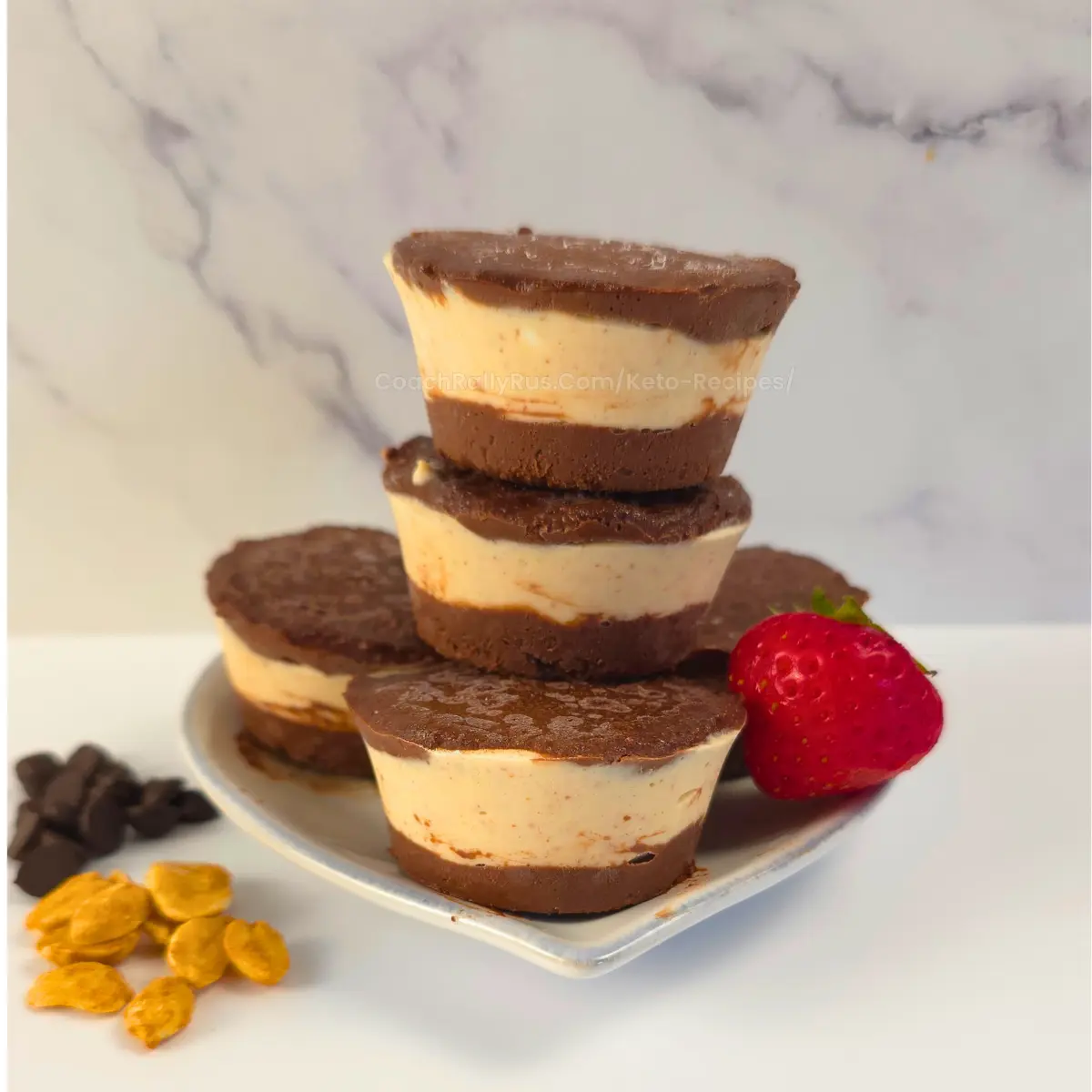 Cottage cheese ice cream sandwiches with chocolate and peanut butter layers
