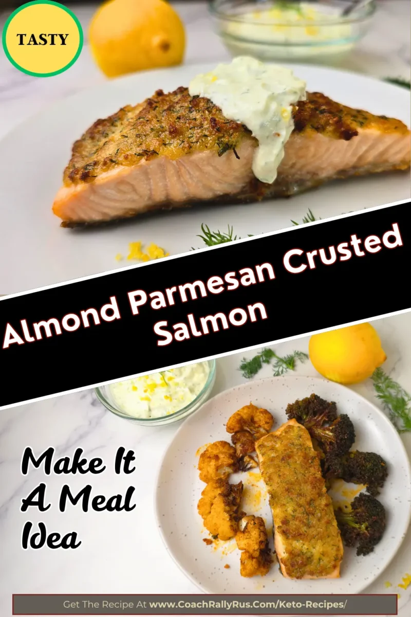 Almond parmesan crusted salmon with broccoli and cauliflower