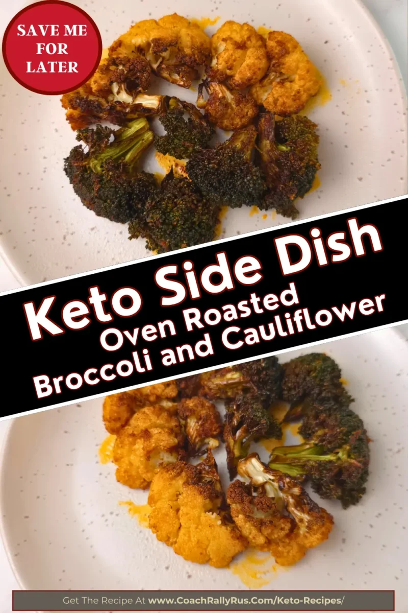 Keto Side Dish – Roasted Broccoli and Cauliflower on white plate