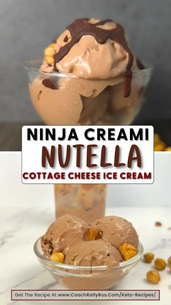 Ninja Creami Nutella Cottage Cheese Ice Cream in a bowl with hazelnuts