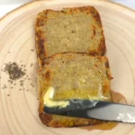 Toasted chia seed mug bread with melted butter on top