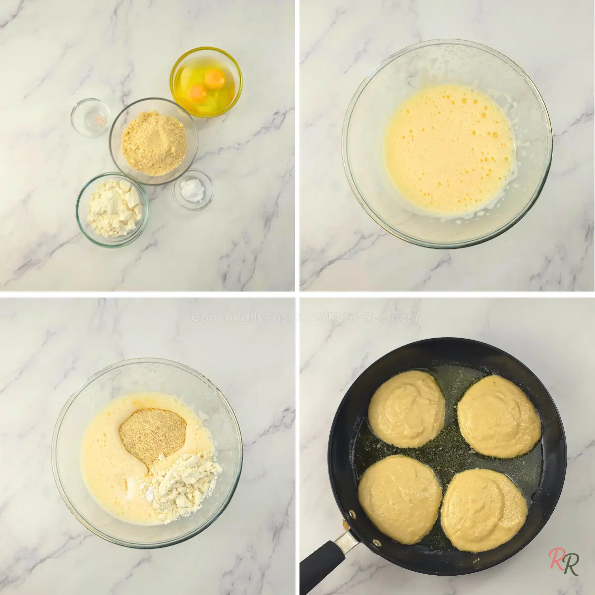 Step-by-step making keto almond flour pancakes in one bowl
