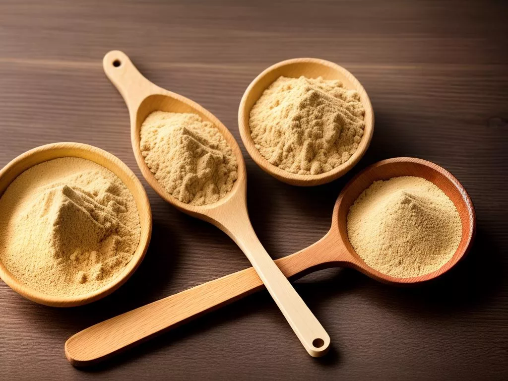 Image of a packet of almond flour with a wooden spoon, representing the tips for selecting, storing, and utilizing almond flour effectively.
